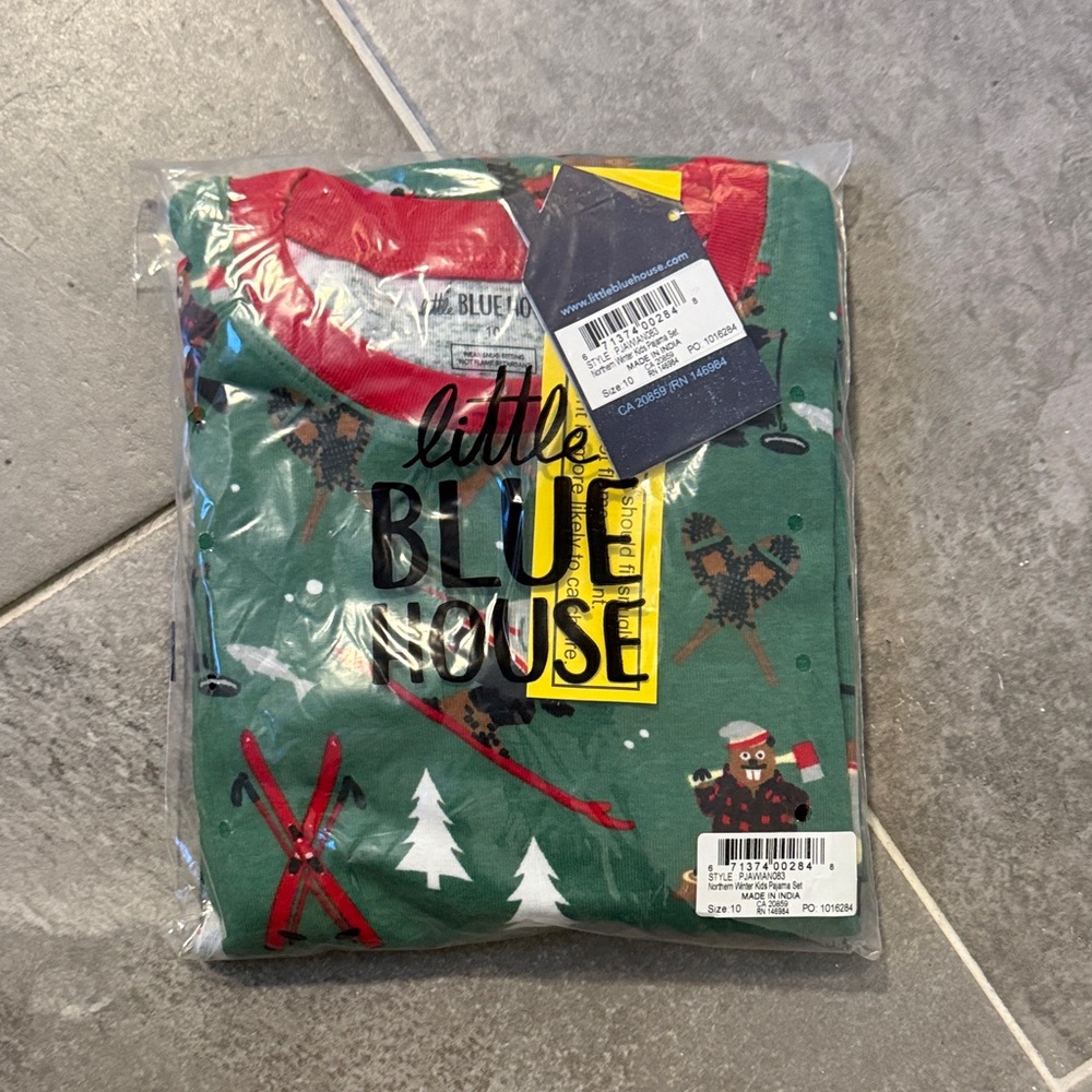 Little Blue House Kids Pajama Set - Green and Red